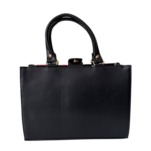 Floral Vibrant Tapestry embroidery artisanal handbag satchel vegan leather w mak - Picture 4 of 9